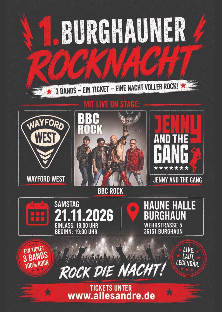 1. Burghauner Rocknacht am Samstag 21.11.2026